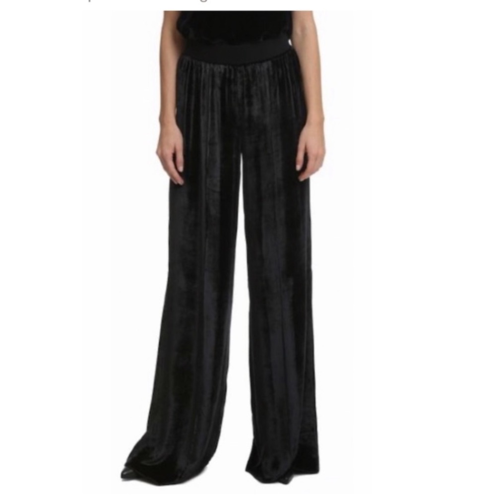 ATM Velvet Wide Leg Pants in Black.